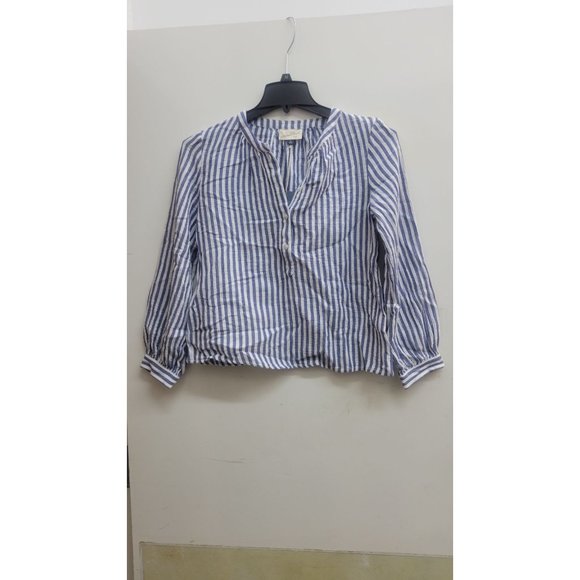 Women's Striped Long Sleeve Half Placket Blouse - Universal Thread, Blue XS - Picture 3 of 8